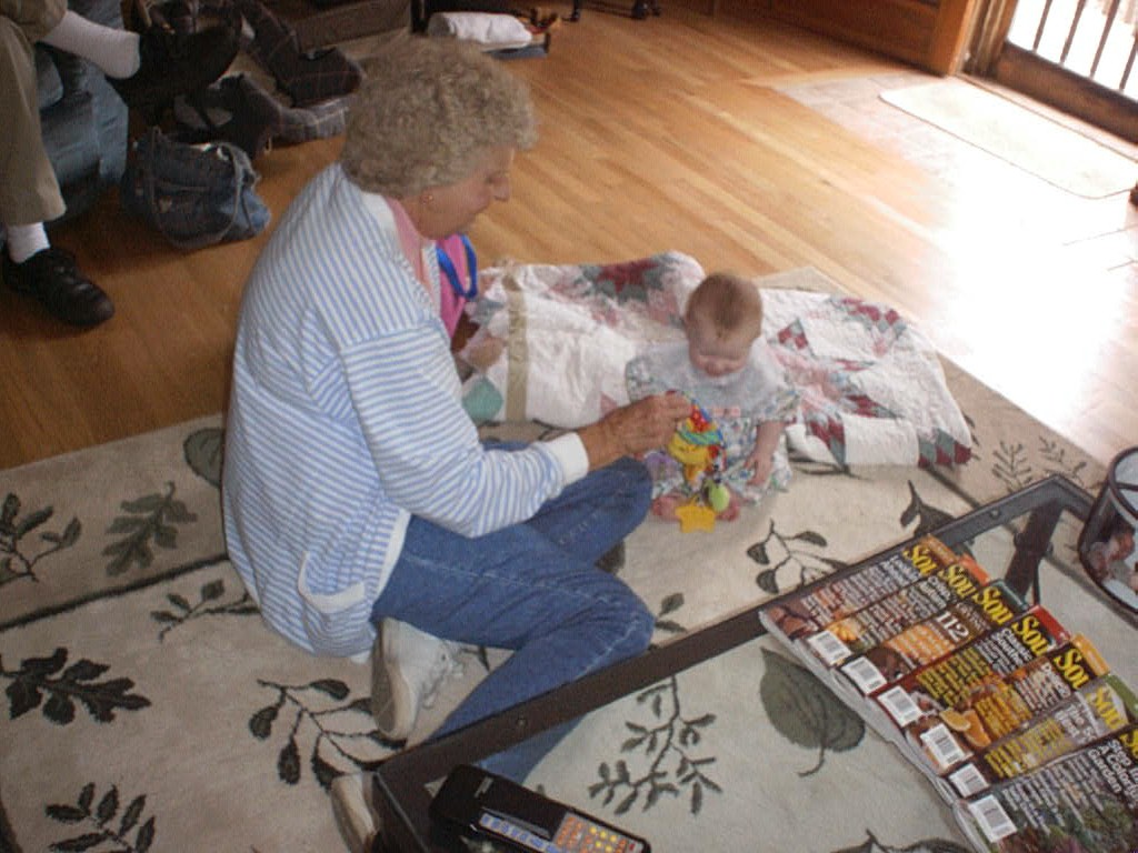 With Grandma on the floor at Easter